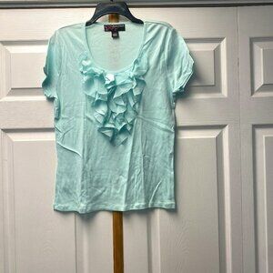 Peck & Peck Ruffle Front Short Sleeve Top - Sz L